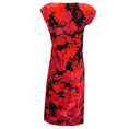 Load image into Gallery viewer, Dries van Noten Poppy Red / Pink / Black Deto Ruched Gathered Floral Printed Midi Shift Dress
