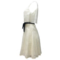 Load image into Gallery viewer, Monique Lhuillier Ivory / Black Grosgrain Tie Sleeveless Lace-overlay Cocktail Dress
