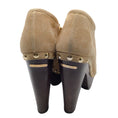 Load image into Gallery viewer, Jimmy Choo Urge Beige / Gold Studded Suede Leather Peep Toe Clog Ankle Boots / Booties
