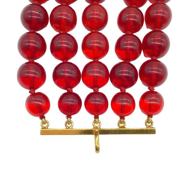 Chanel Vintage 1980's Red Glass Beads Necklace