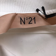 No. 21 White 2021 Embroidered Eyelet Lace Bomber Jacket