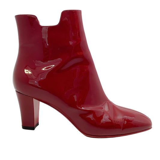 Christian Louboutin Red Patent Leather Ankle Booties