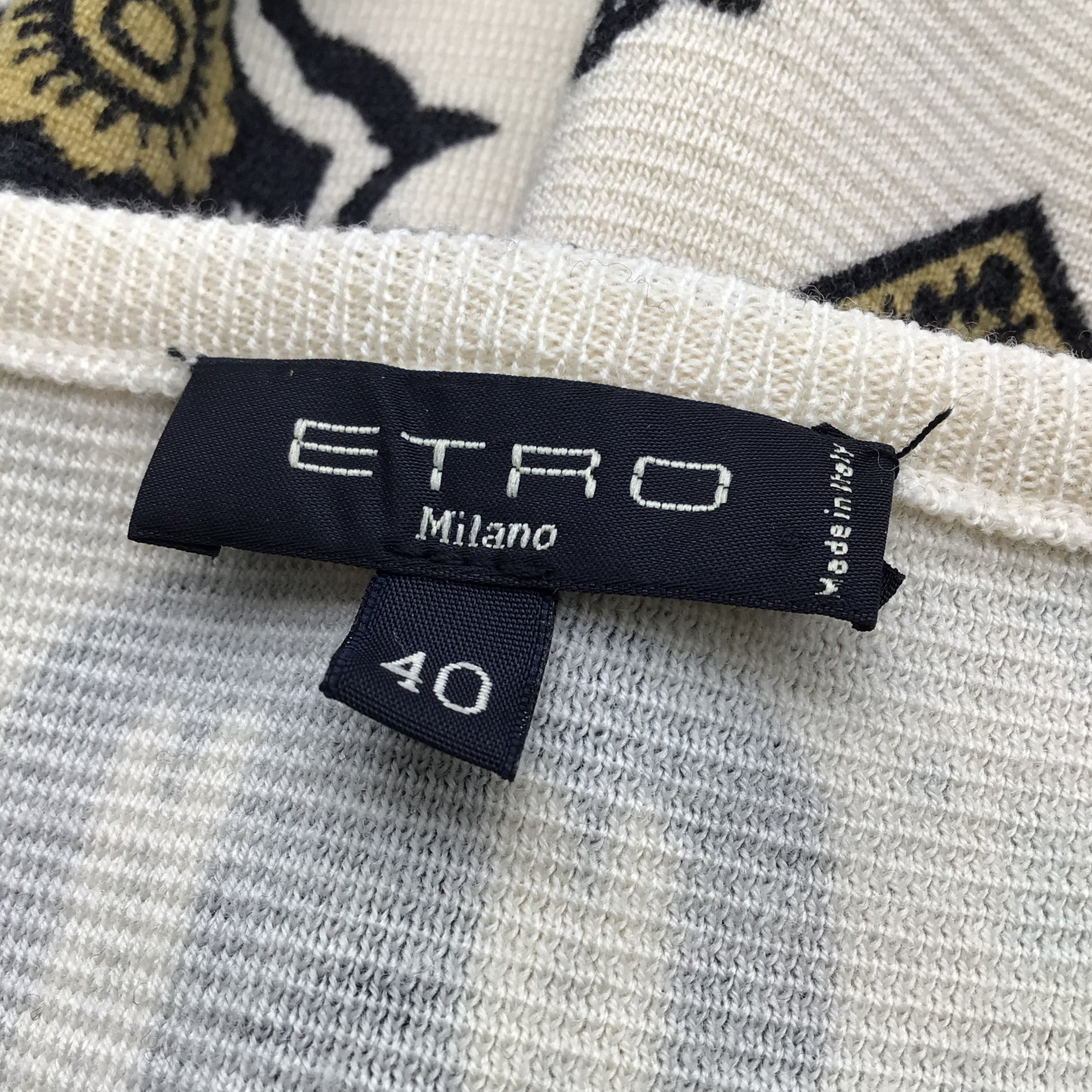 Etro Black / Cream / Teal Paisley Printed Short Sleeved Knit Dress