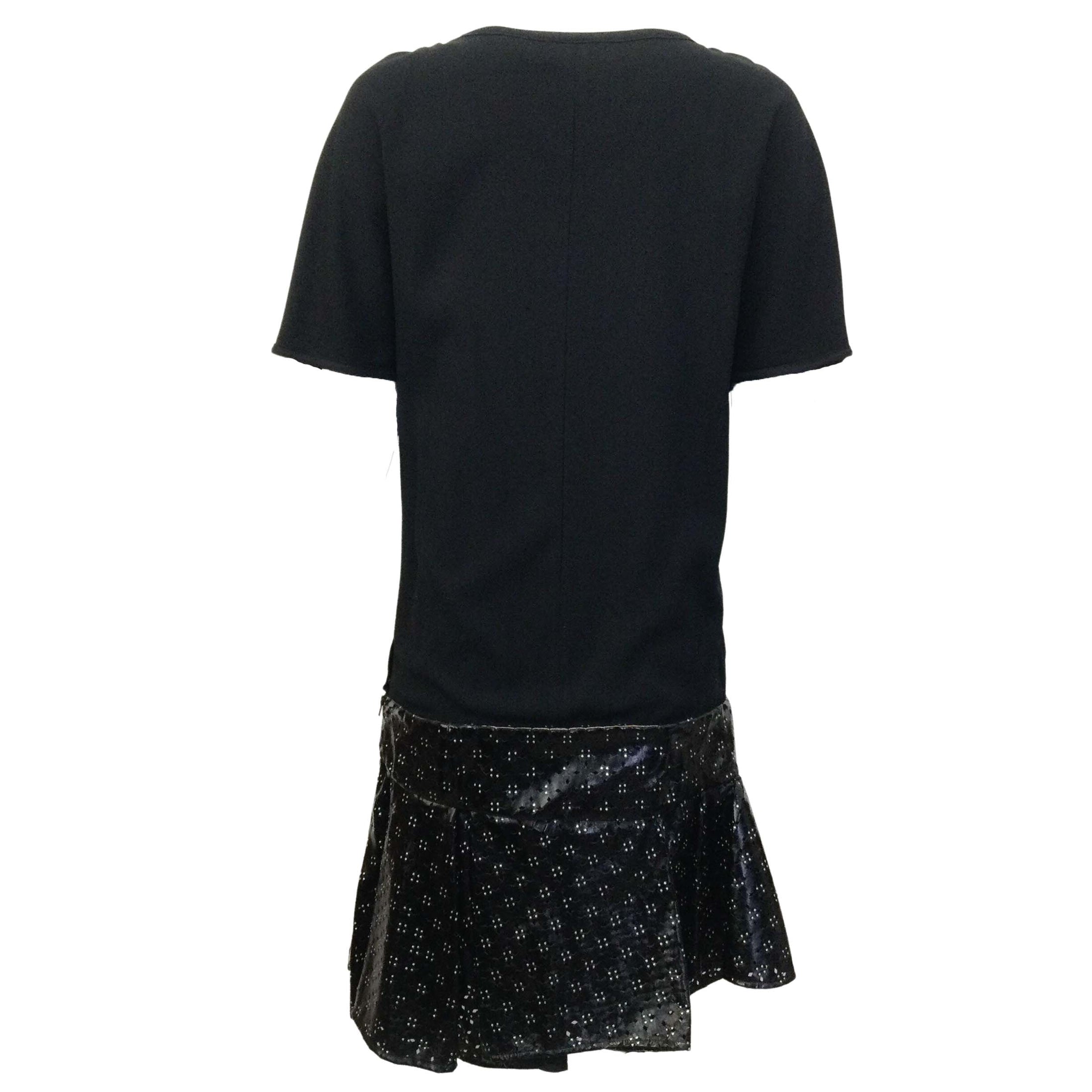 Jay Ahr Black Studded Leather Pleated Drop Waist Casual Dress