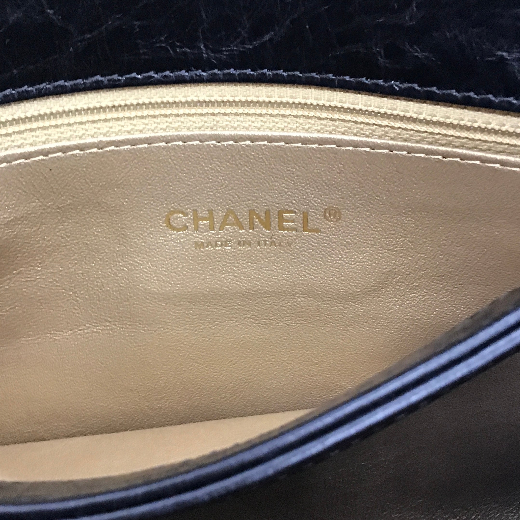 Chanel 2018 Black Leather Clutch with Gold Chain Detail