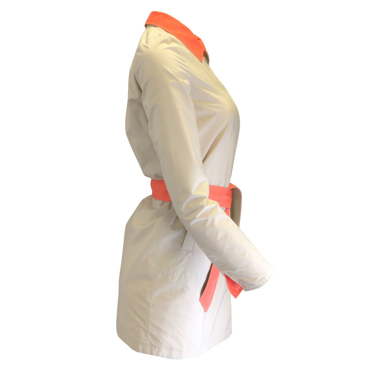 Loro Piana Beige / Orange Jaylon Belted Reversible Windbreaker Coat