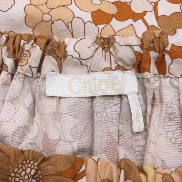 Chloé Multi Brown Gathered Floral Blouse