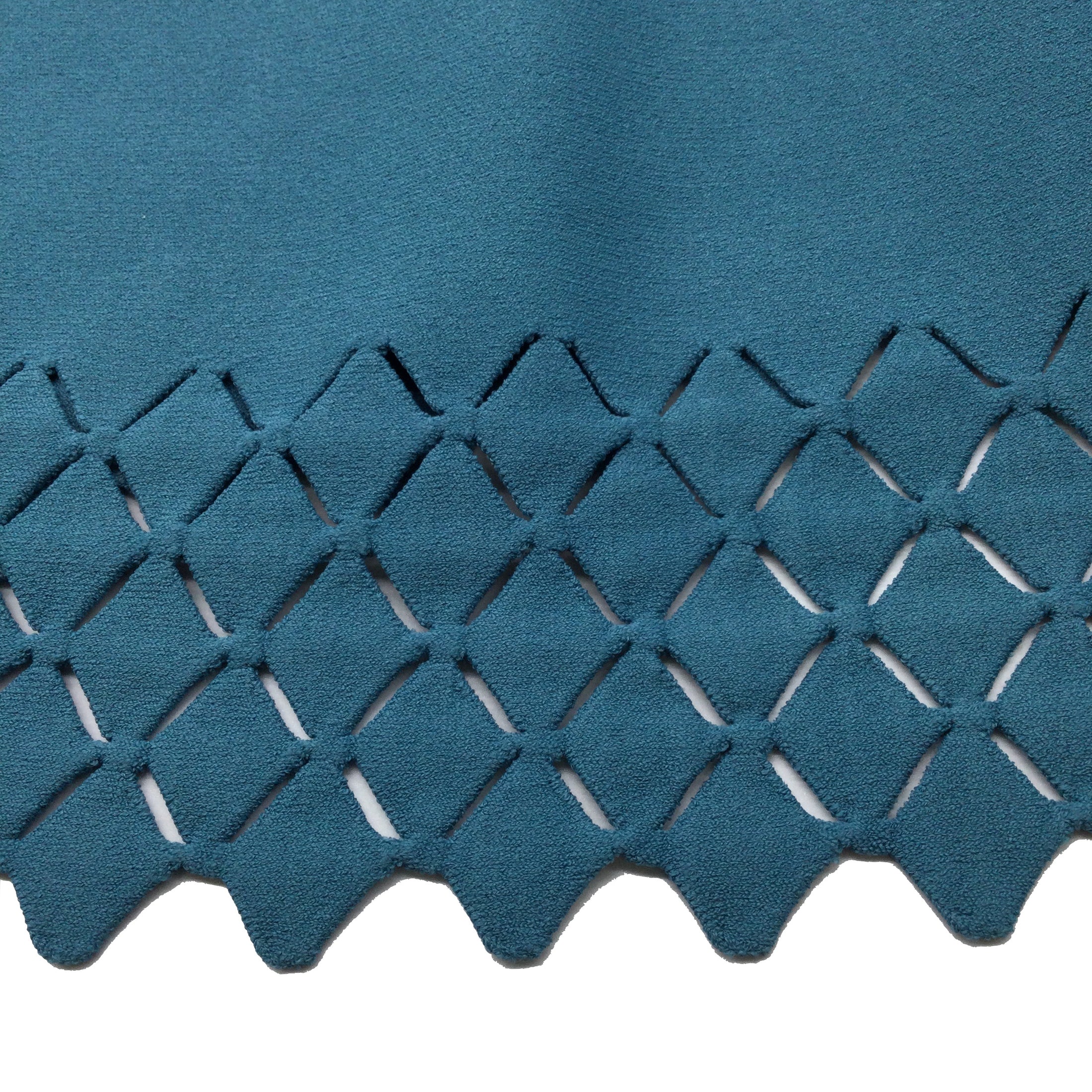 ALAÏA Teal Blue Perforated Diamond Knit Hem Sleeveless Knit Long Flared Blouse