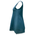 Load image into Gallery viewer, ALAÏA Teal Blue Perforated Diamond Knit Hem Sleeveless Knit Long Flared Blouse
