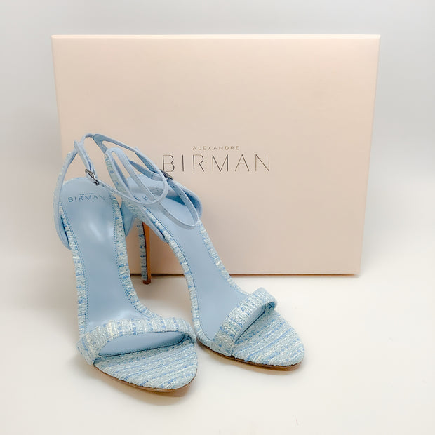 Alexandre Birman Powder Blue Tweed Willow Sandals