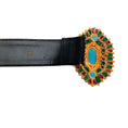 Load image into Gallery viewer, Chanel 1993 Turquoise and Gripoix Black Leather Belt
