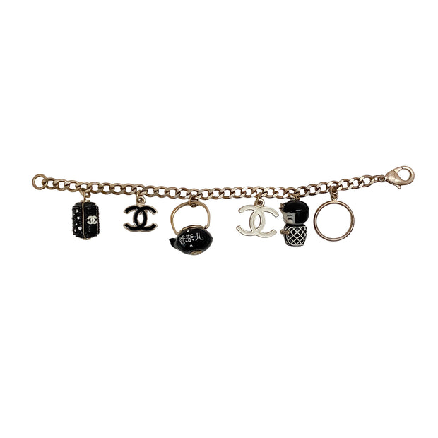 Chanel 2010 Black / Gold Eastern Inspired Charm Bracelet