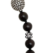 Chanel Black Wooden Bead and Strass Long Necklace