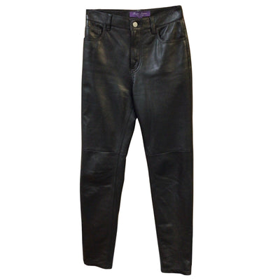 Ralph Lauren Collection Black Five Pocket Lambskin Leather Pants