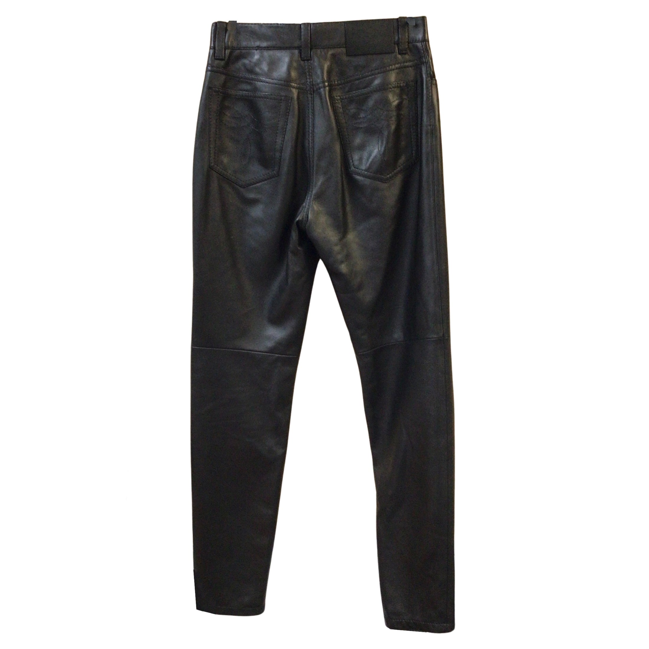 Ralph Lauren Collection Black Five Pocket Lambskin Leather Pants