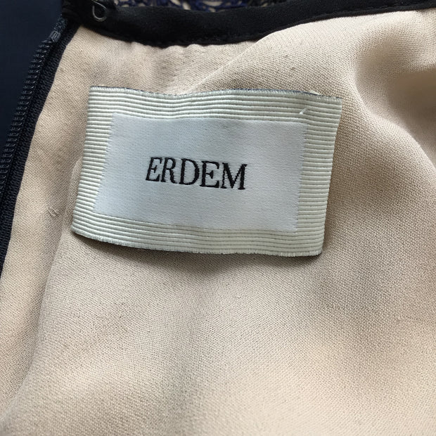 Erdem Navy / White Emmalina Embroidered Lace Short Sleeved Dress