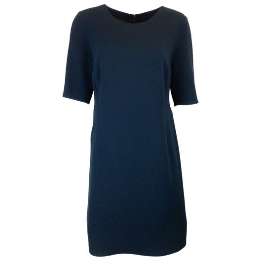 Akris Navy Blue Short Sleeved Wool Crepe Dress