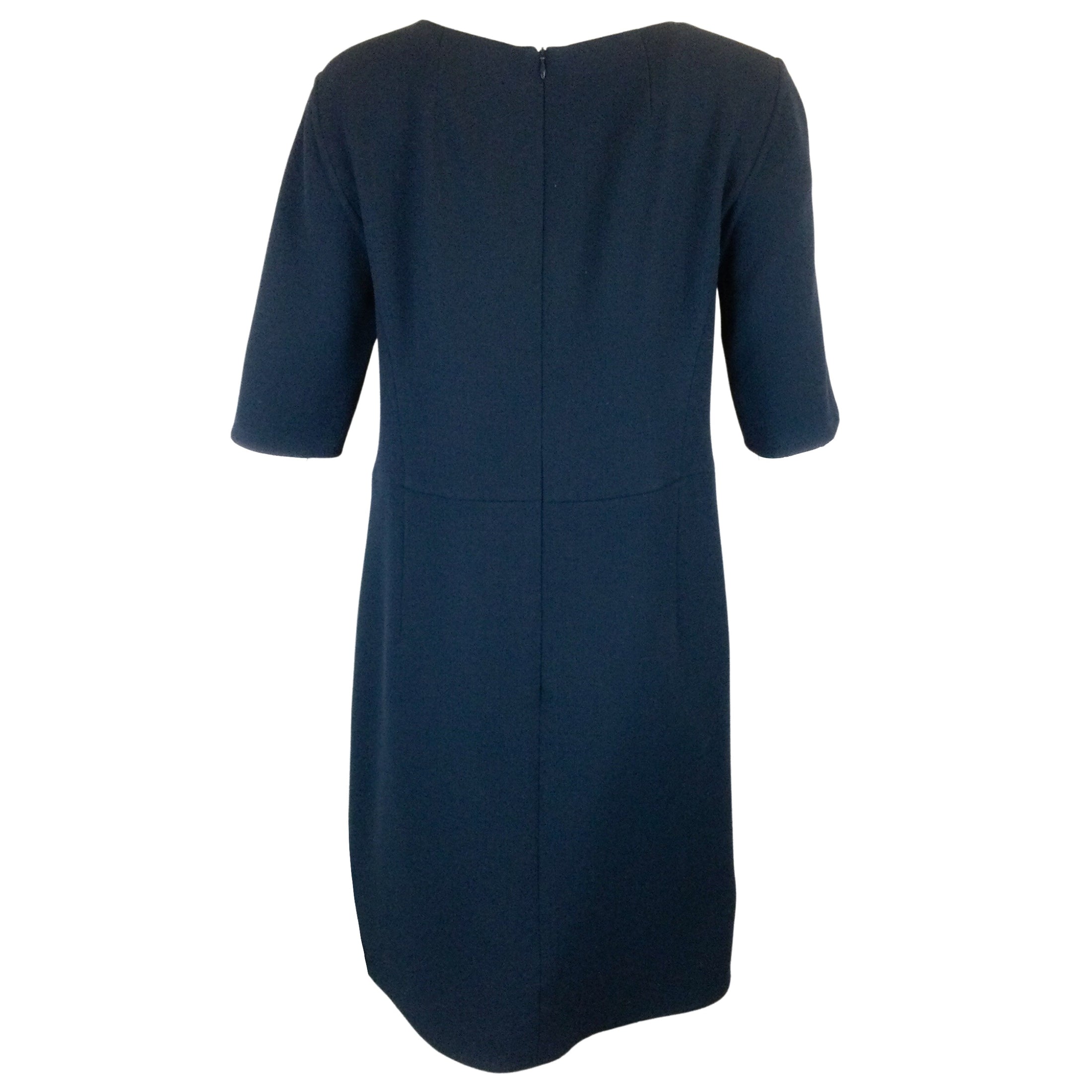 Akris Navy Blue Short Sleeved Wool Crepe Dress