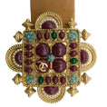 Load image into Gallery viewer, Chanel Brown Cruise 2011 Suede Gold Buckle with Multi Glass Stones Belt
