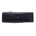 Load image into Gallery viewer, Versace Vintage 80's Croc Embossed Black Leather Satchel
