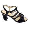 Load image into Gallery viewer, Chanel Black Pearl Embellished Bow Detail Satin Sandals
