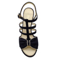 Load image into Gallery viewer, Chanel Black Pearl Embellished Bow Detail Satin Sandals
