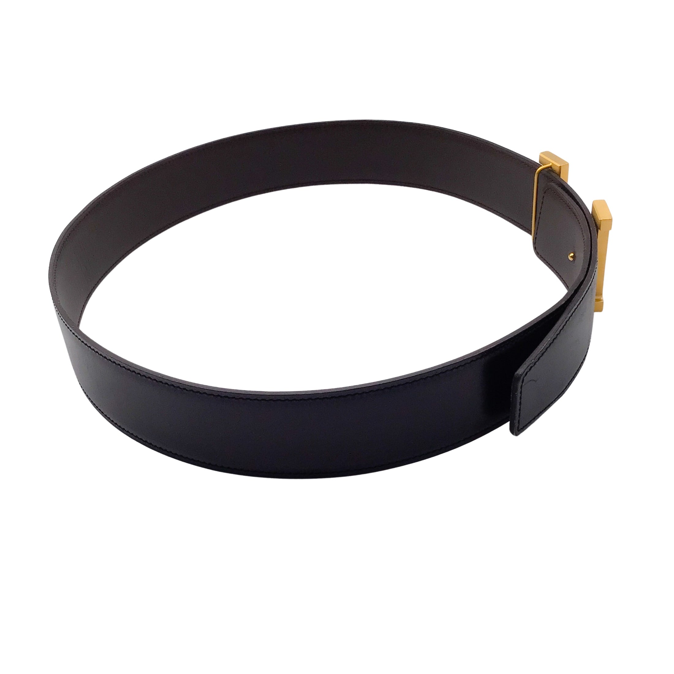 Hermès Black / Dark Brown 2013 H Buckle Reversible Leather Belt