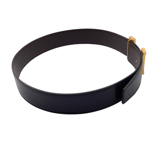 Hermès Black / Dark Brown 2013 H Buckle Reversible Leather Belt
