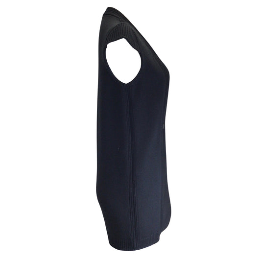 Jil Sander Black Cap Sleeved Single Button Wool Knit Vest