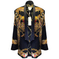Load image into Gallery viewer, Camilla Black / Gold Multi Jewel and Chain Print Embellished Relaxed Silk Jacket
