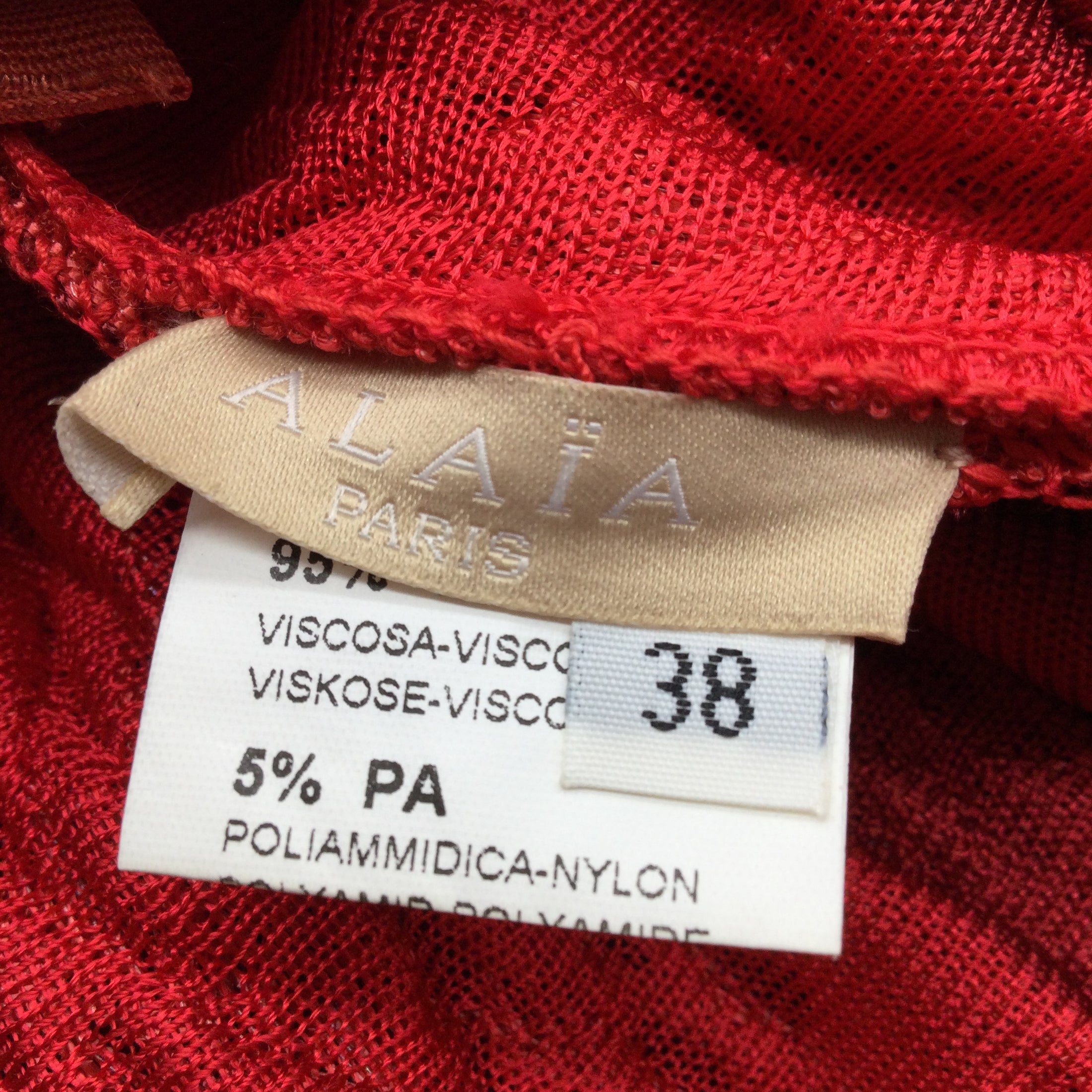 ALAÏA Red / Black Cut-out Detail Sleeveless Knit Cocktail Dress