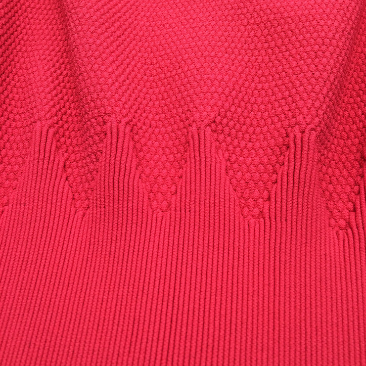 ALAÏA Fuchsia Pink Sleeveless Square Neck Fitted Knit Cocktail Dress