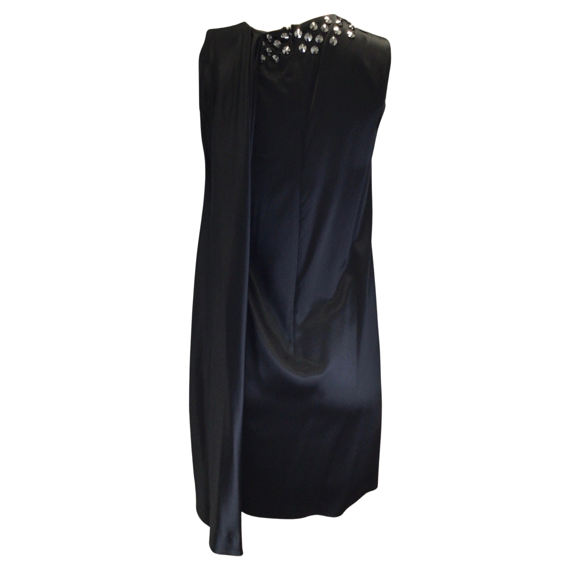 Thomas Wylde Black Studded Sleeveless Asymmetrical Silk Dress