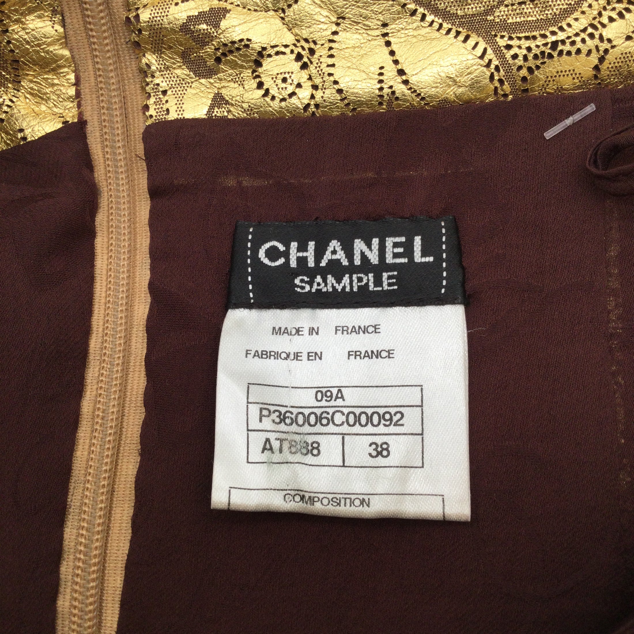 Chanel Gold Metallic Buffalo Skin Leather Skirt