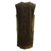Rag & Bone Brown Newton Sleeveless Lambskin Leather Trim Wool Short Casual Dress