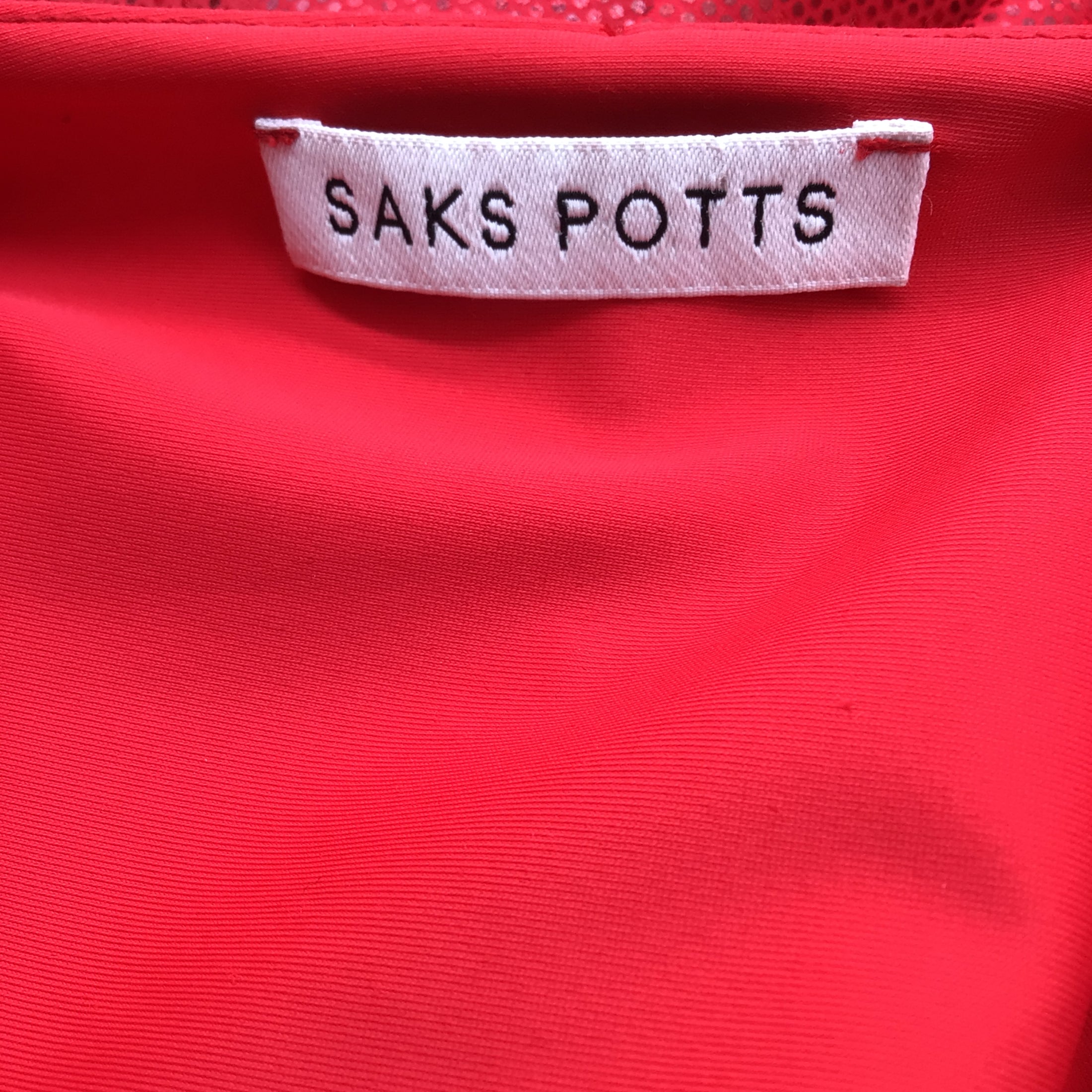 Saks Potts Yasmin Red Shimmer Long Sleeved Midi Dress