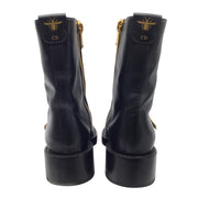 Christian Dior Black / Gold Buckle D-Race Calfskin Leather Boots