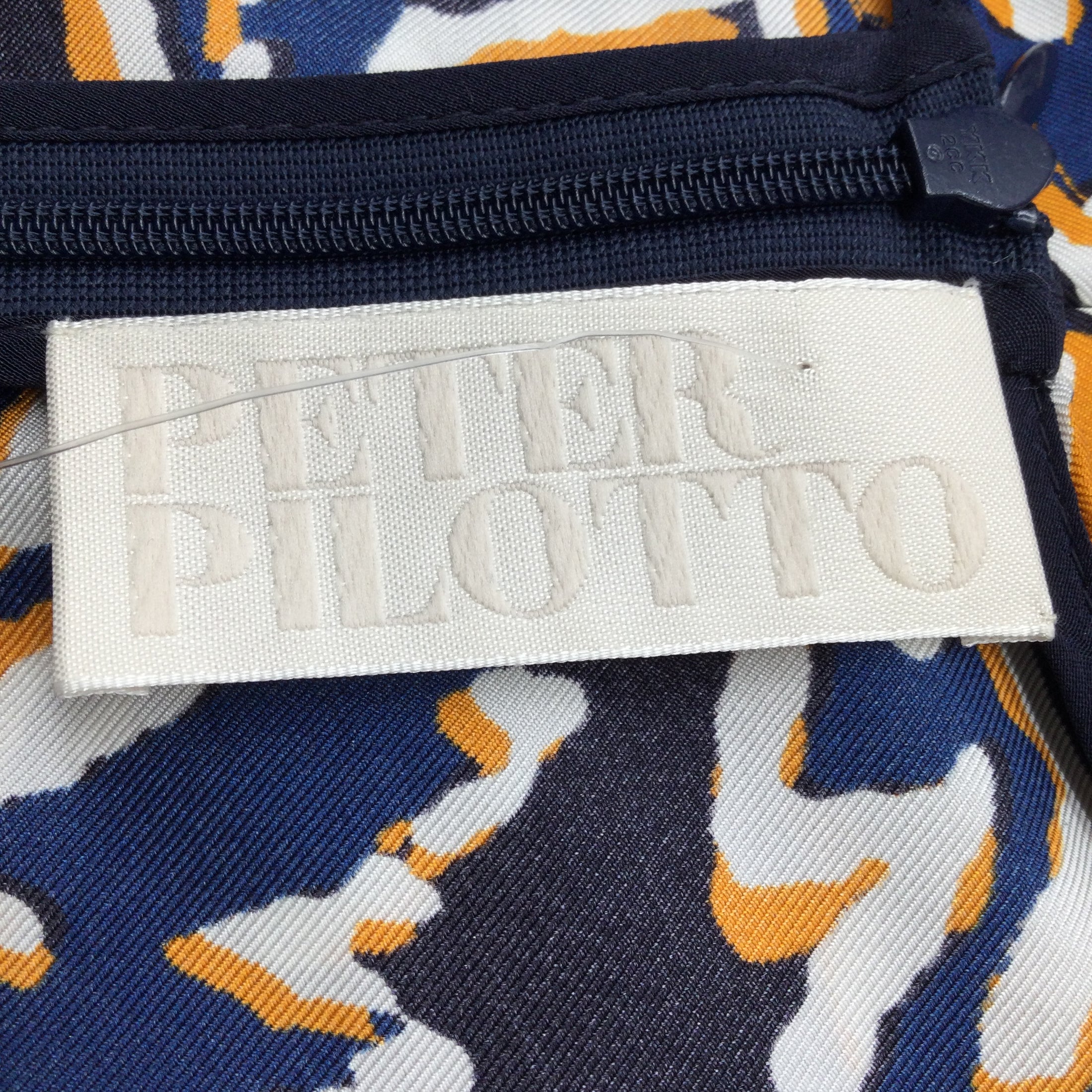 Peter Pilotto Navy Blue / Orange Printed Silk Blouse