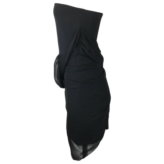 Cushnie Black Strapless Mini Dress with Draped Chiffon