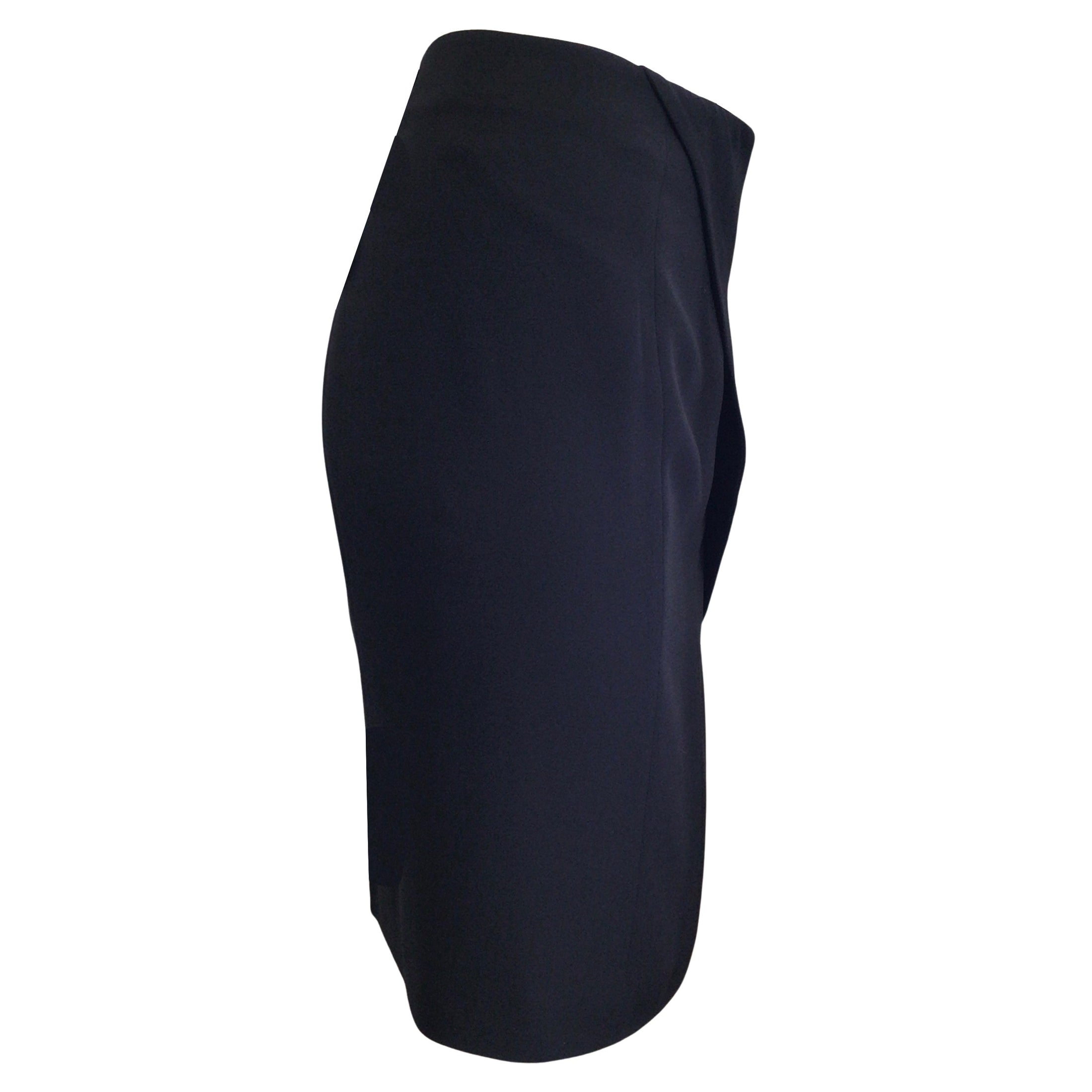 Giorgio Armani Black Draped Silk Crepe Skirt