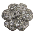 Load image into Gallery viewer, Chanel Silver Rhinestone Studded CC Logo Camellia Flower Brooch Pin
