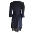 Load image into Gallery viewer, Mikael Aghal Navy Blue Lace Hem Long Sleeved Crepe Dress
