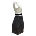 Load image into Gallery viewer, Talbot Runhof White / Black Belted Sequined Tweed Work/Office Dress
