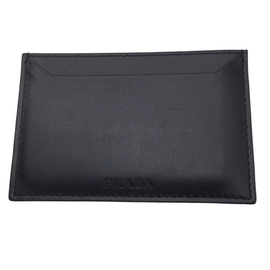 Prada Black Logo Embossed Leather Card Case Wallet