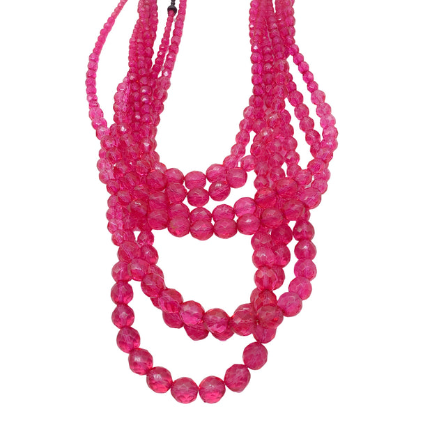 Giorgio Armani Pink / Black Vintage Multi Beaded Chain Two-Tone Necklace