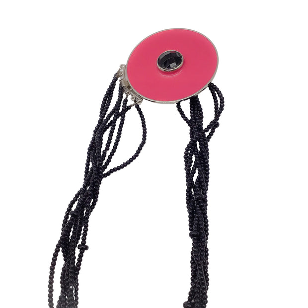 Giorgio Armani Pink / Black Vintage Multi Beaded Chain Two-Tone Necklace