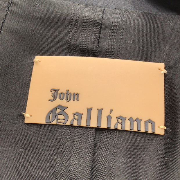 John Galliano Vintage Black One Button Silk Chiffon and Satin Blazer