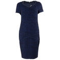Load image into Gallery viewer, Chanel Navy Blue / Black Short Sleeved Boucle Knit Tweed Midi Work/Office Dress
