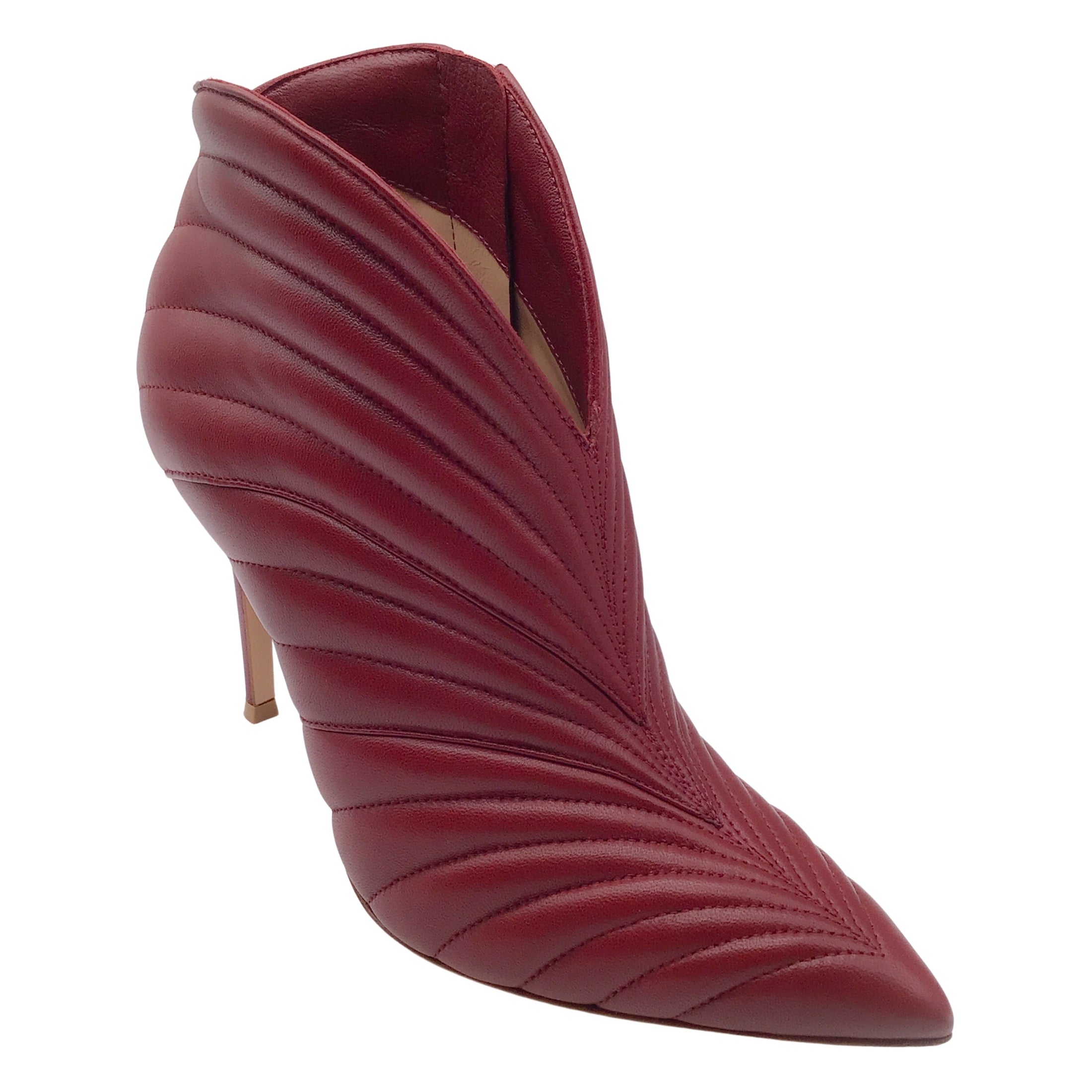 Gianvito Rossi Syrah Red Eiko Quilted Leather Ankle Boots/Booties