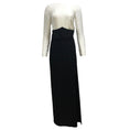 Load image into Gallery viewer, Judy Zhang Ivory / Black Two-tone Long Sleeved Full-length Silk Formal Dress
